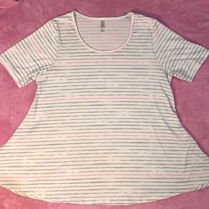LuLaRoe Babydoll Grey & Pink Stripes NWOT